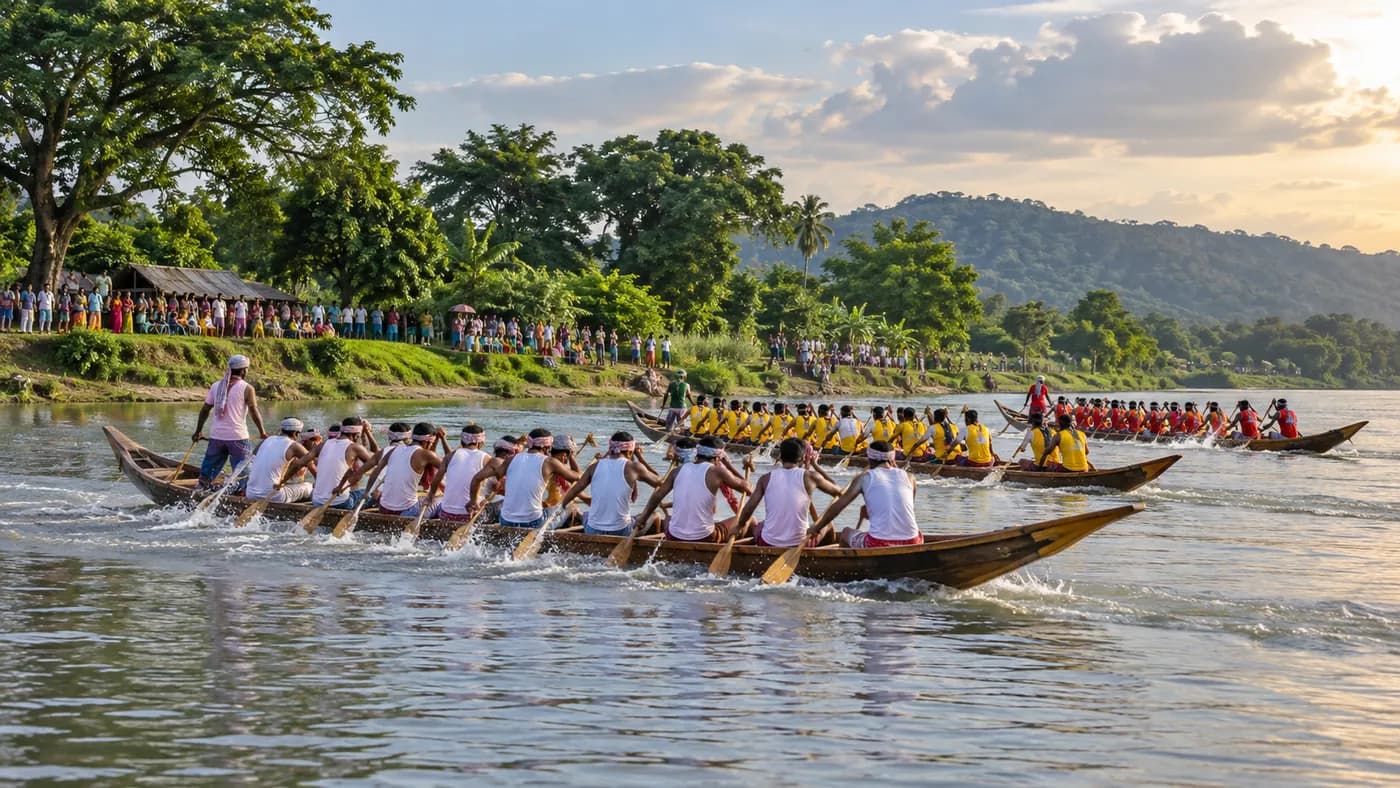 Boat race draws villagers to India’s Kulsi River near Guwahati