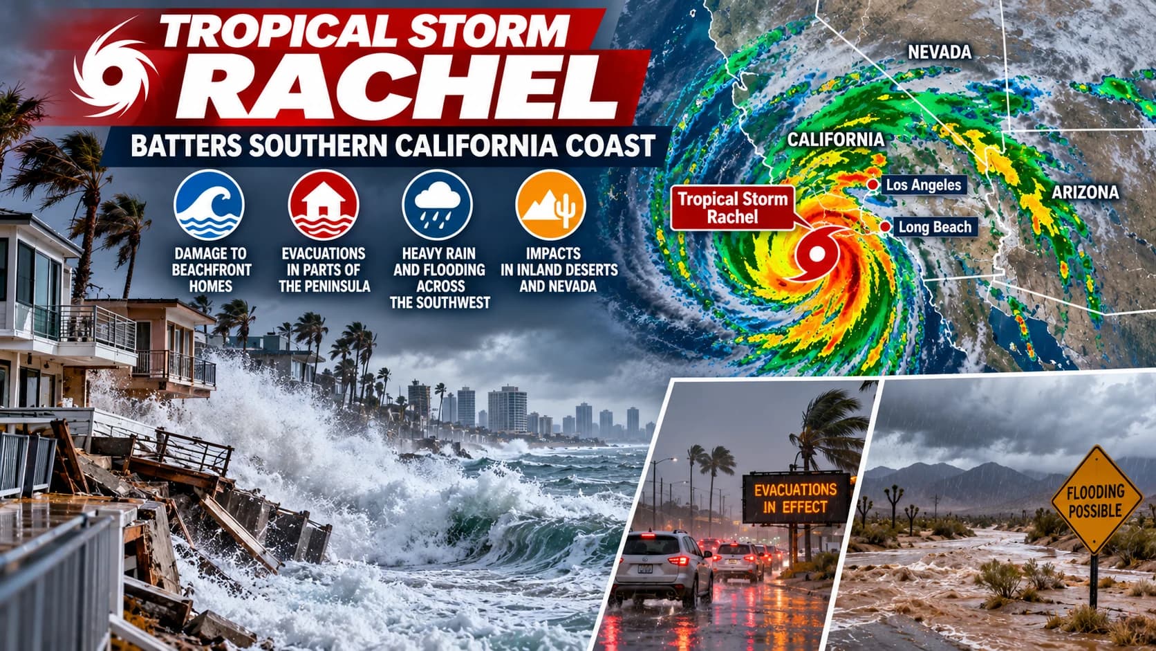 Storm Rachel damages beachfront homes in Long Beach